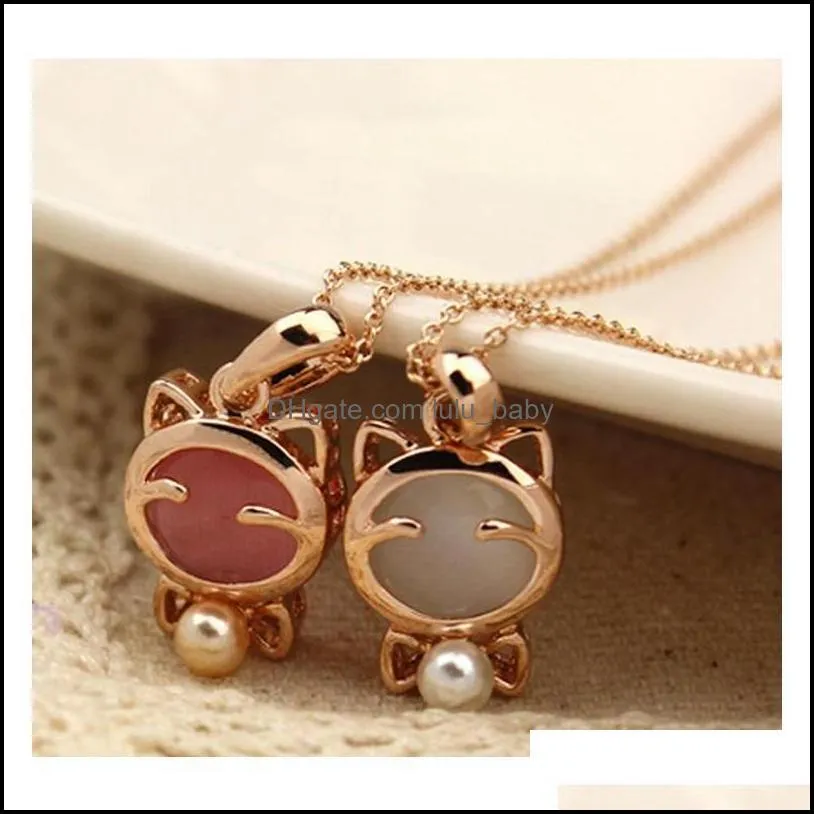 super cute lucky cat cat eye with pearl necklace female clavicle chain cat bow necklace whole sqctpo homes 718 t2
