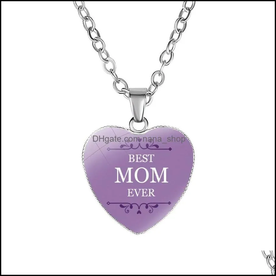  love you mom necklace glass heart shape necklace pendants mom ever fashion jewelry mother gift drop ship