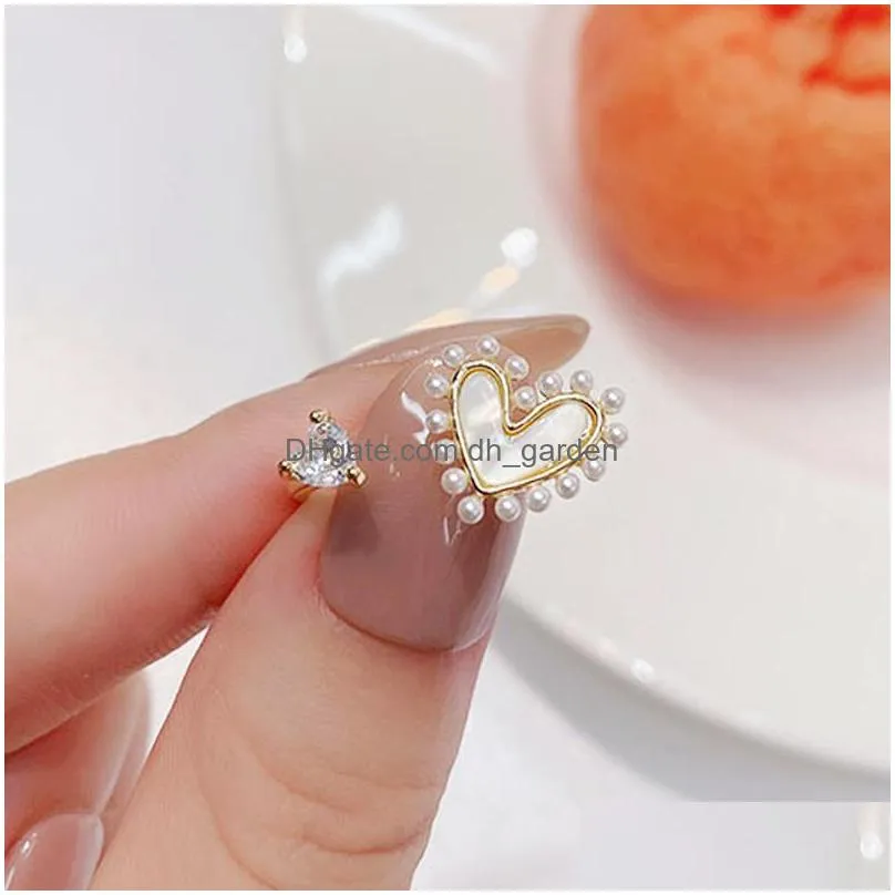 cluster rings juwang 14k real gold copper metal design sense pearl natural shell love open ring temperament fairy exquisite for women