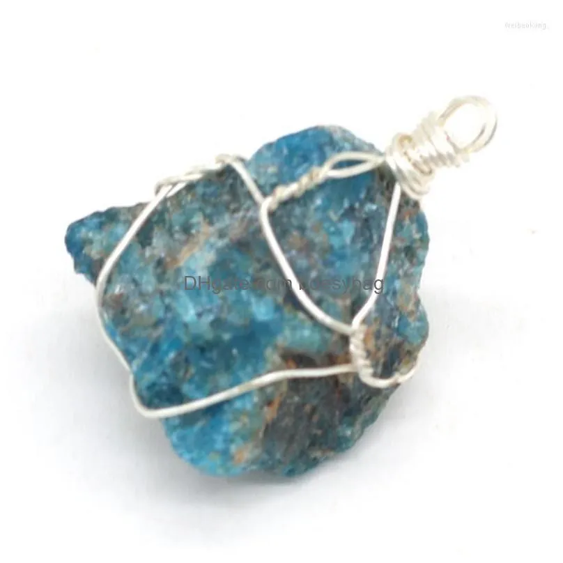 pendant necklaces natural stone crystal bud irregular blue silver wire craft jewelry makingdiy charm necklace earring accessories