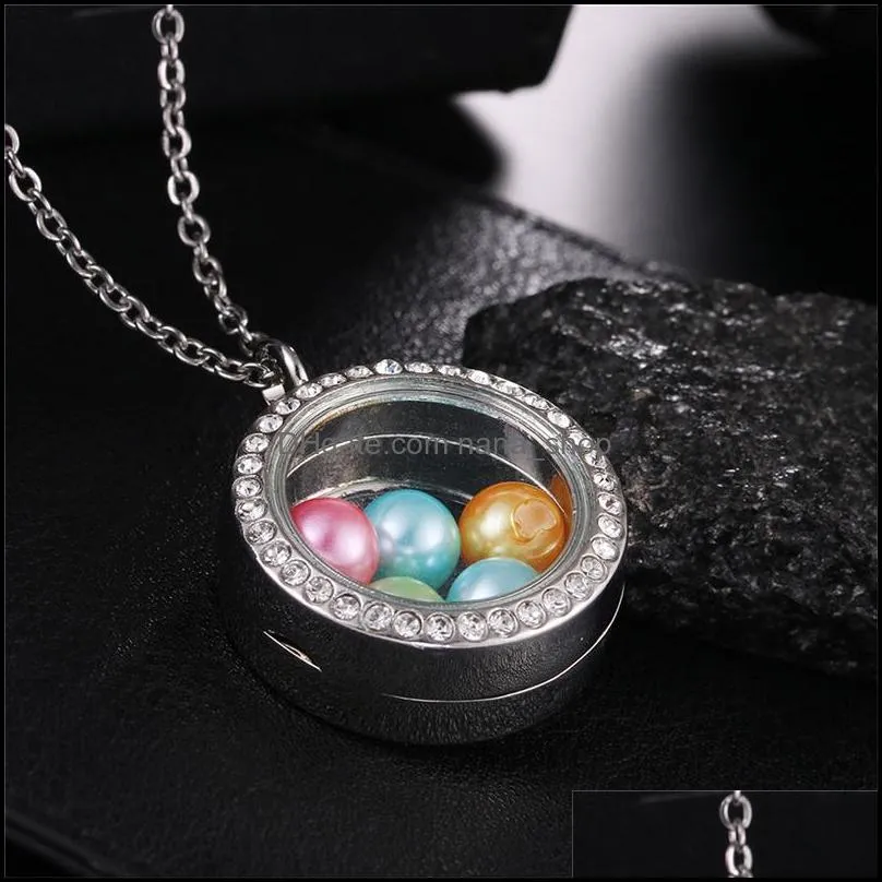 fashion big pearl cage locket pendant necklace for women elephant cross owl tree living memory beads glass magnetic floating charm