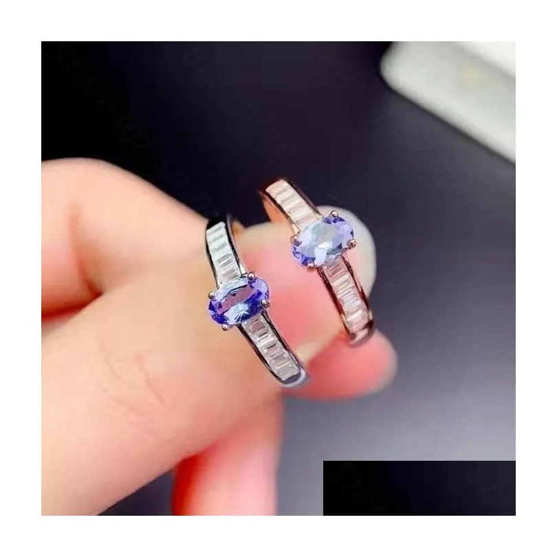 cluster rings super beautiful highquality tanzanite ring 925 silver womens demonstrating youthful temperament