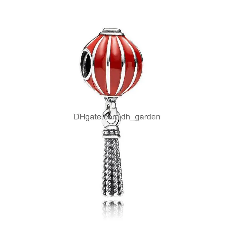 original woman jewelry 925 sterling charm red lantern pendant beads fit bangle bracelet silver accessories diy making