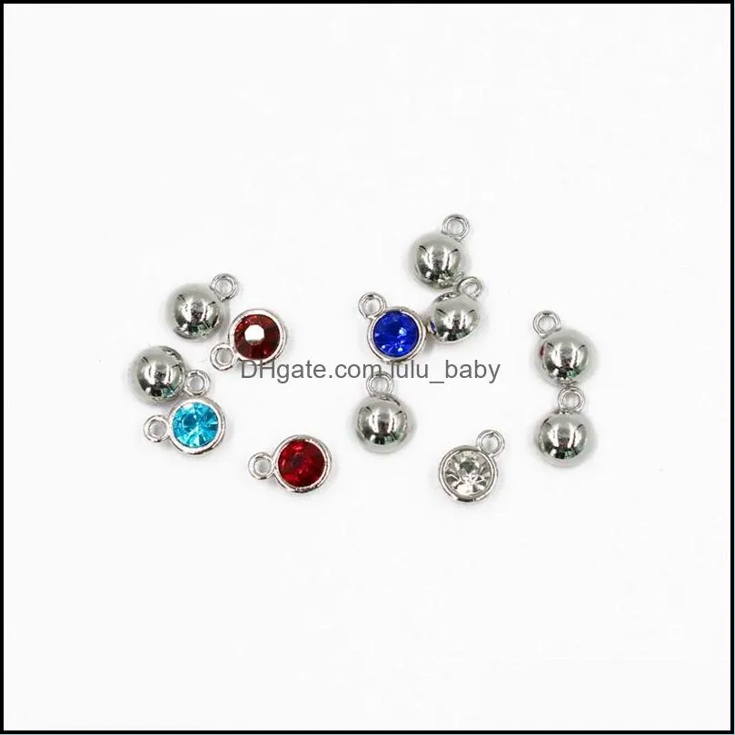 12pcs/lot 12 colors birthstone charms necklace pendant hang charms pendant fit for necklace chain diy jewelry 518 q2