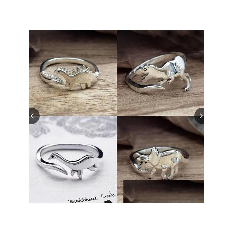fashion jewelry cartoon dinosaur opening ring mens womens adjustable rings