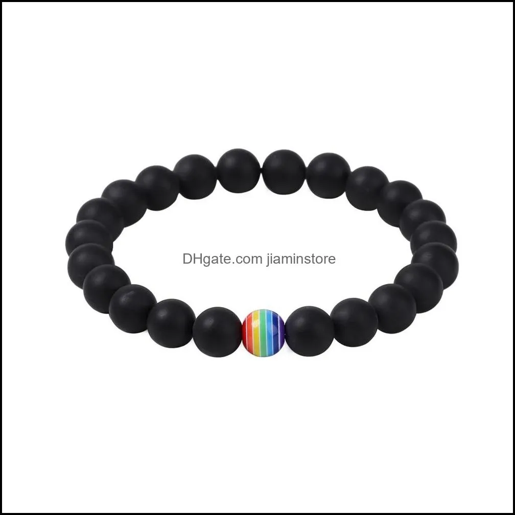 rainbow beads 8mm black lava stone bracelet diy aromatherapy  oil diffuser bracelet