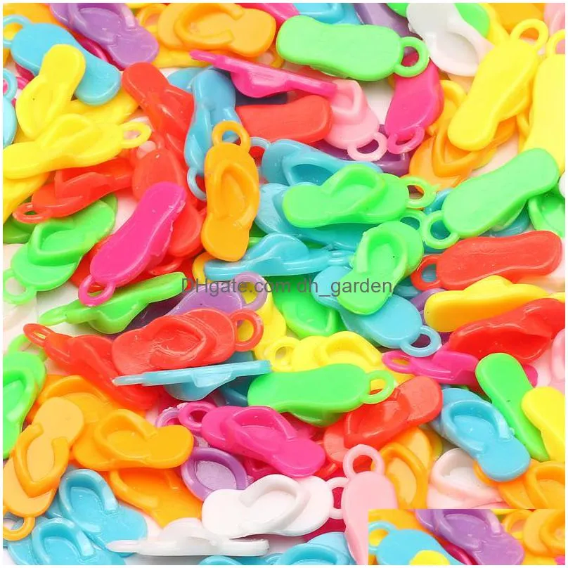 50pcs 8x22mm random mixing color slipper pendant plastic acrylic for jewelry making childrens diy creative necklace accessories