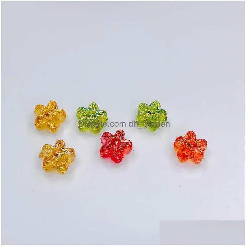 transparent colorful mini cute small flower beads diy handmade hairpin ornament earrings accessories diy material 100pcs