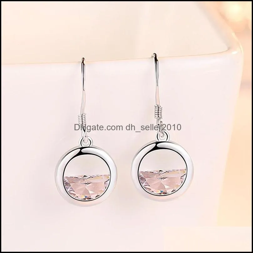 925 sterling silver earrings highquality jewelry woman fashion crystal zircon retro long round hollow earrings 1197 t2