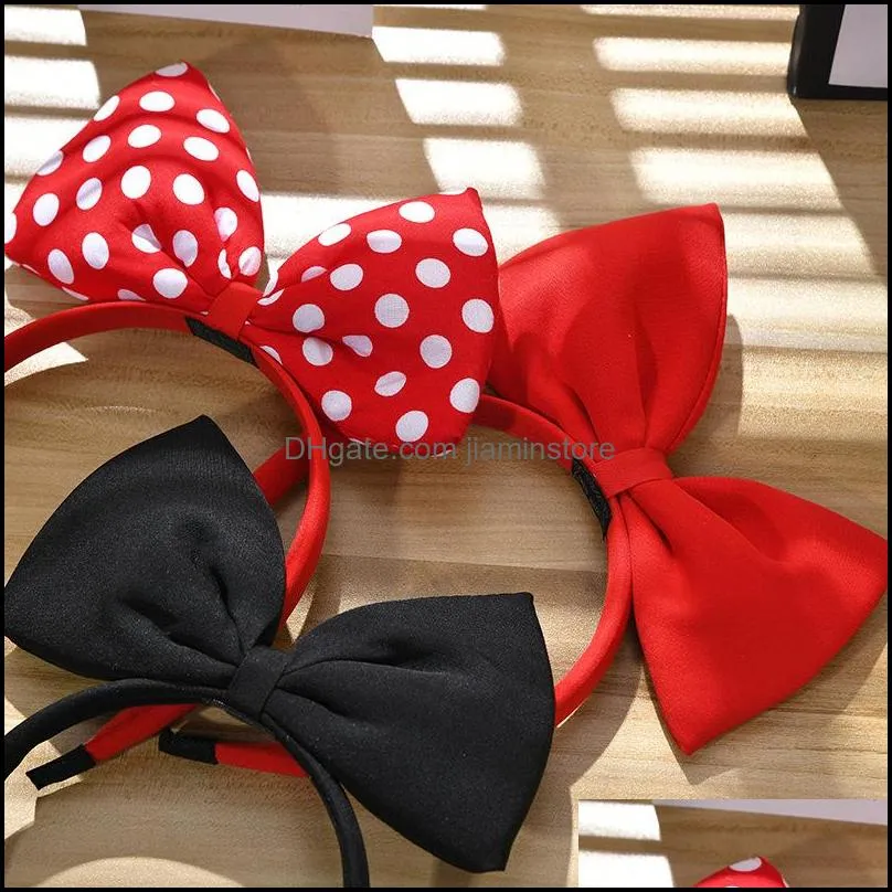 big bow hair hoop red black headband women girls cute bowknot headdress cosplay costume party decor headwear hair accessory