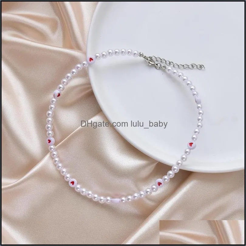 pearl choker necklace heart shaped female personalized travel party fashion clavicle neck chain accessories 20220122 t2