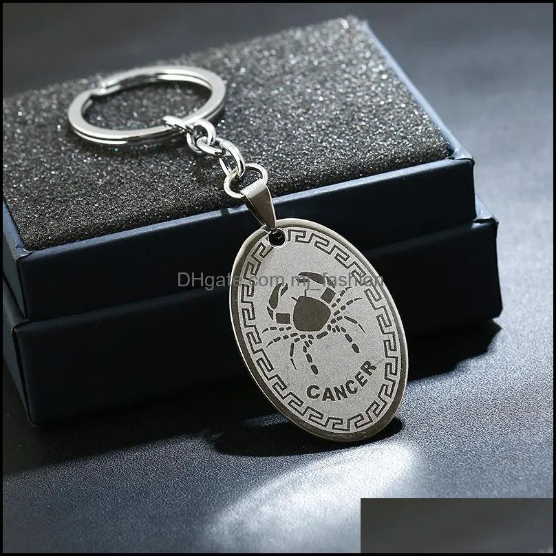 simple key chain 12 constellation keychains stainless steel keyrings pendant for men women fashion accessories g546r f