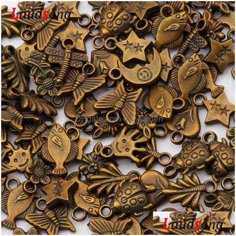 50pcs bronze mixed ccb acrylic pendants charms for jewelry making finding bracelet necklace pendant diy accessories 12x19mm