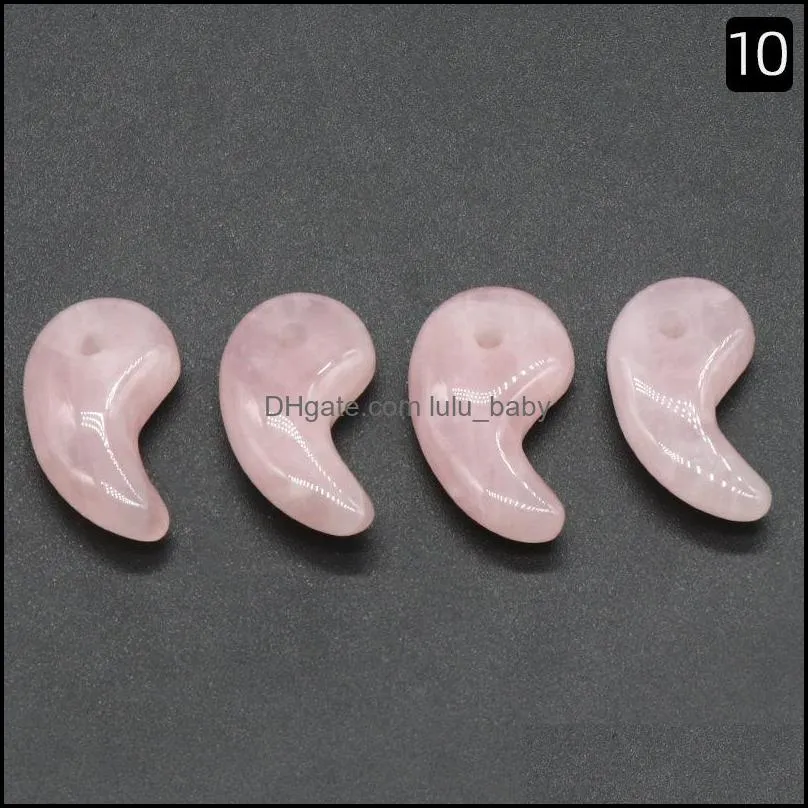 16x29mm natural stone charms magatama pal pink quartz crystal chakra reiki healing charm pendants for jewelry necklace marking