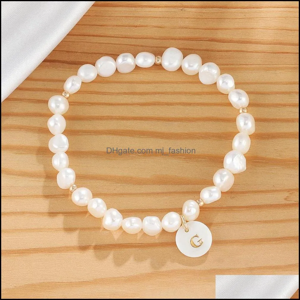  dhs fashion letter bracelet adjustable simple handmade pearl chain bangle 26 english word bracelets q344fz