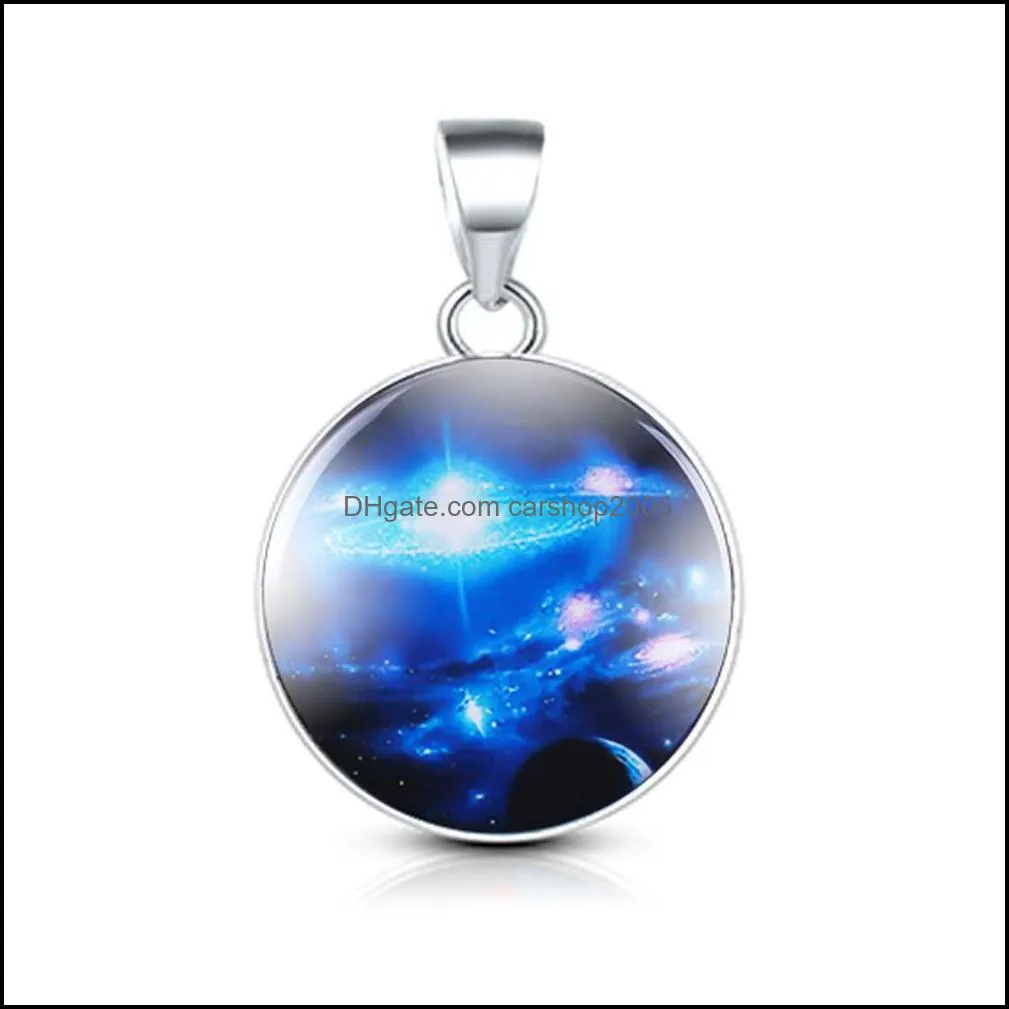 2019 fantastic galaxy starry glass pendant charm for women necklace 6 color unique universe silver plating jewelry charm