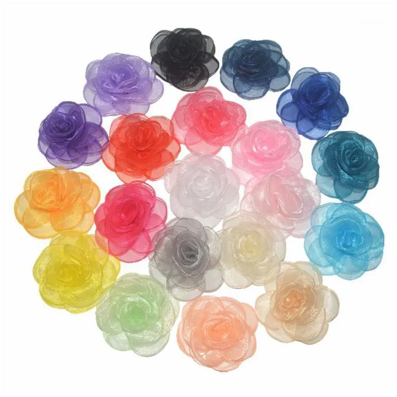 decorative flowers wreaths 40pcs/lot 7cm chiffon flower fabric for headband diy hair accessories lsfb0501