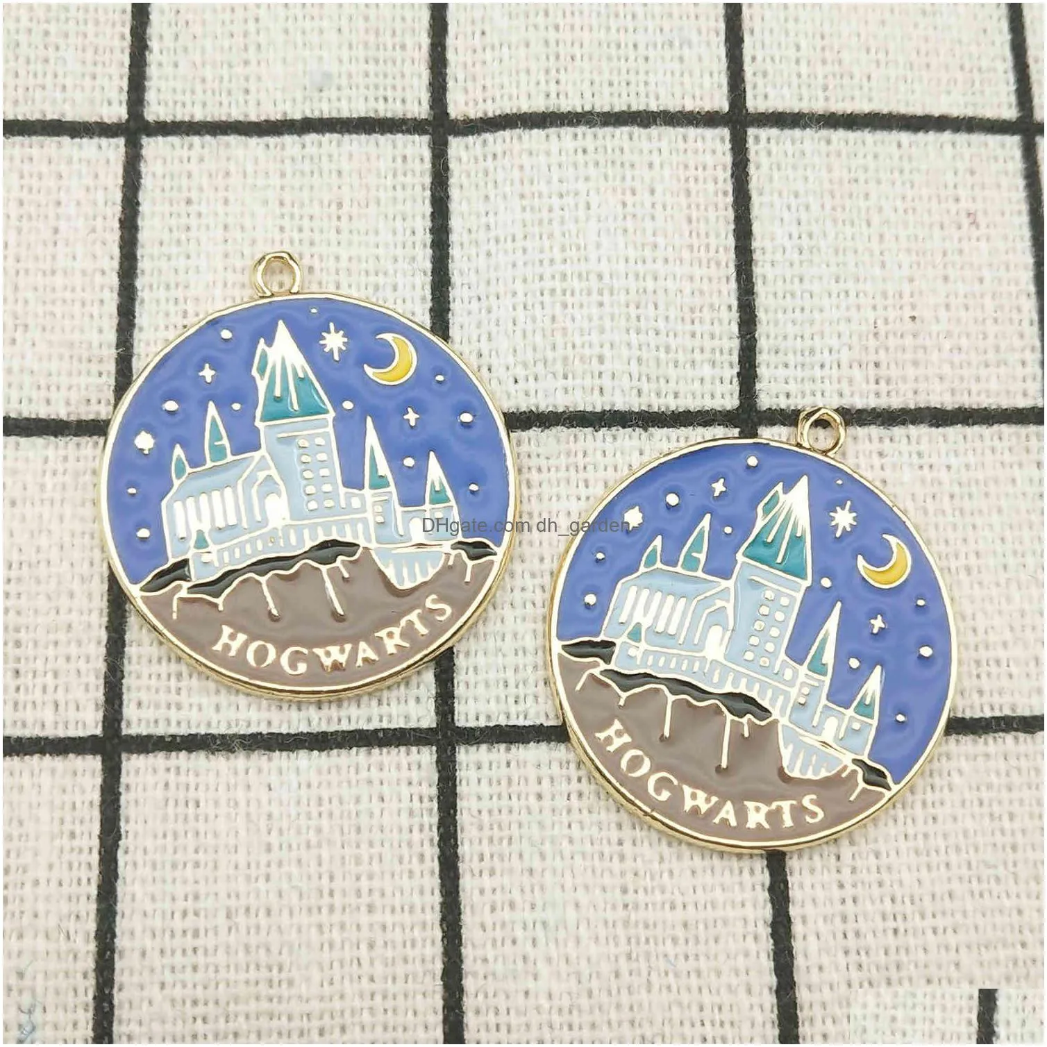 10pcs enamel castle charm day and night jewelry accessories earring pendant bracelet necklace charms zinc alloy 25x27mm
