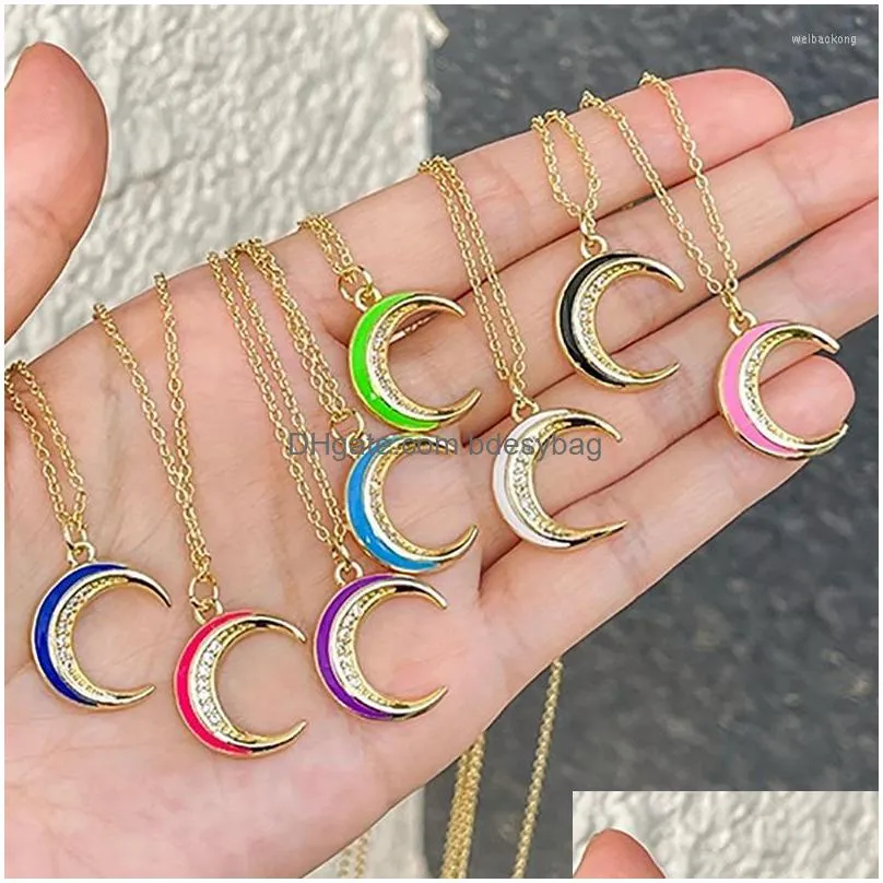 pendant necklaces simple charming moon for women trendy gold color clavicle chain choker statement jewelry 2022 collarespendant