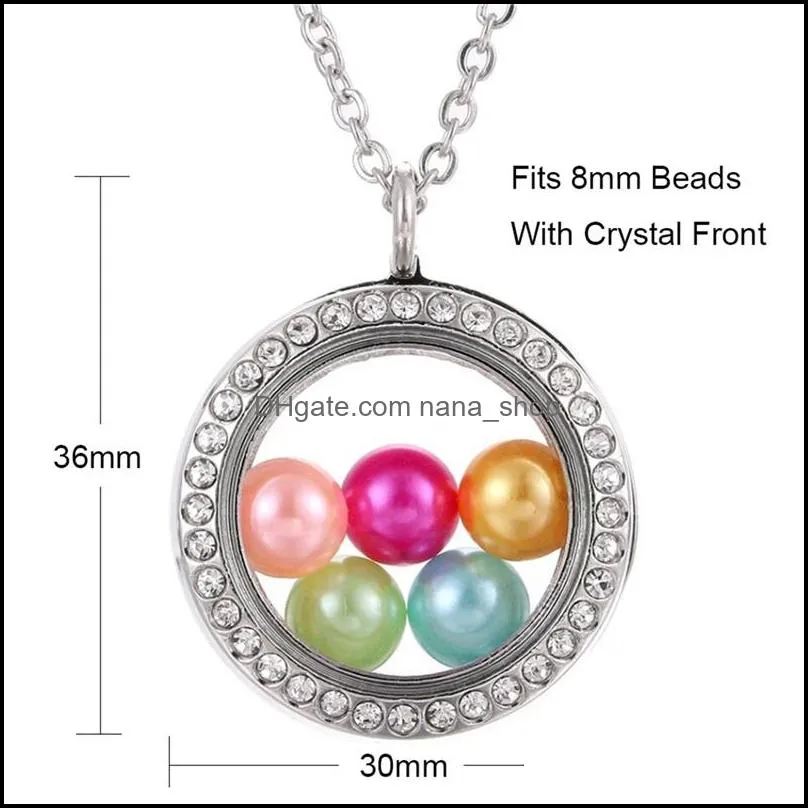 fashion big pearl cage locket pendant necklace for women elephant cross owl tree living memory beads glass magnetic floating charm