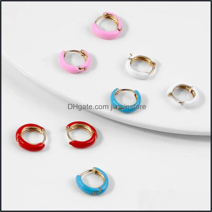 fashion jewelry women earring colorful dripping oil hoop earrings for anniversary party gift piercing pendient