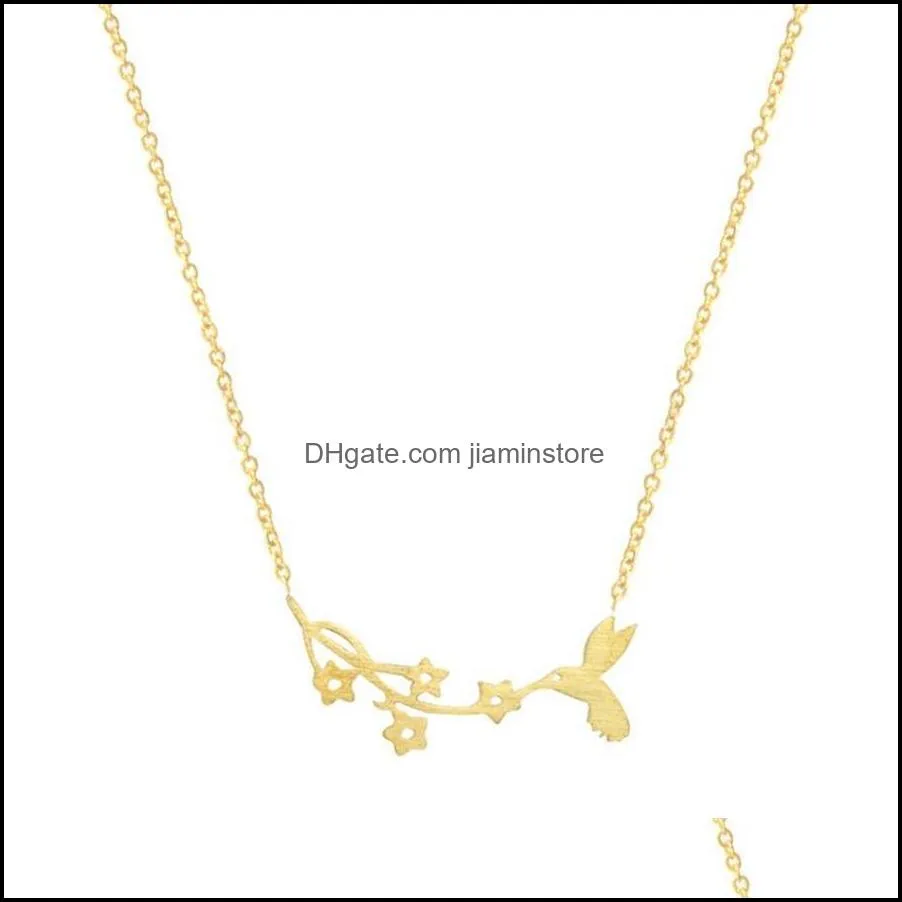 gold color hummingbird necklace for women jewelry stainless steel chain choker bird pendant bridesmaid collares necklaces240g1888