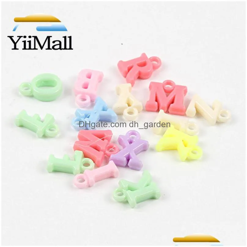 100pcs mixed acrylic letter charms pendants for handmade children bracelet necklace charm diy jewelry accessories 14mm