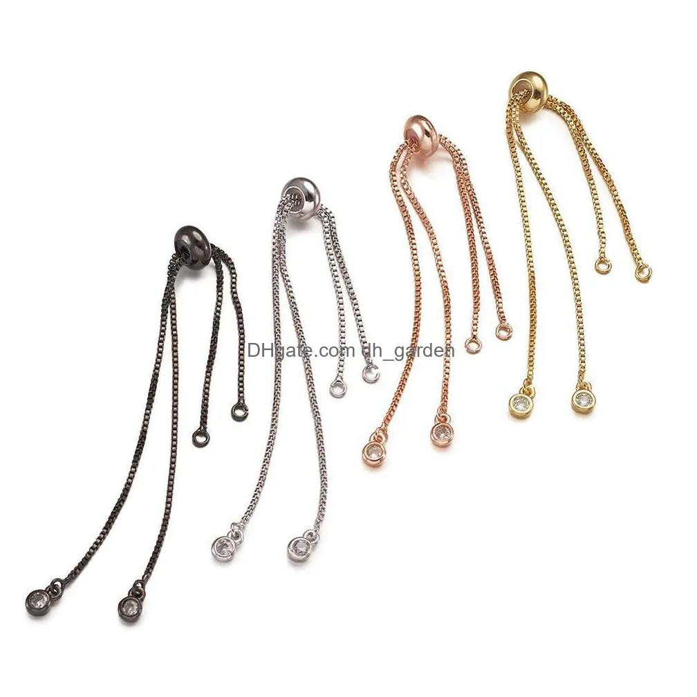 20pcs brass rhinestone adjustable bracelet chains longlasting plated slider bracelets charm link for jewelry making accessories