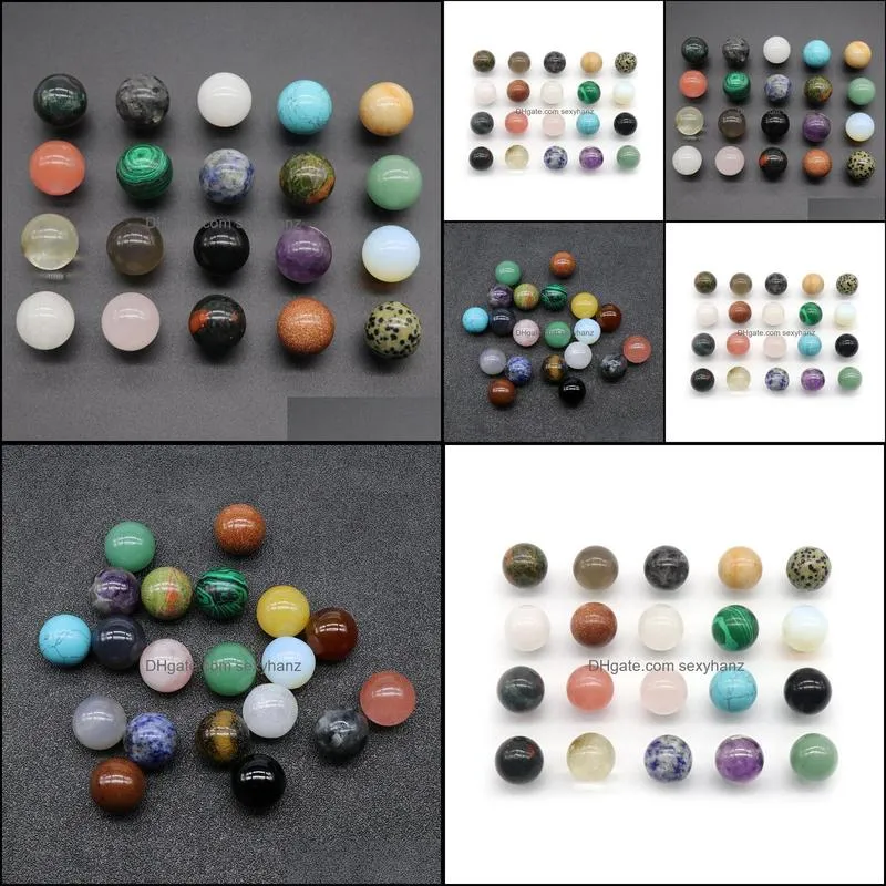 20mm natural stone loose beads amethyst rose quartz turquoise agate 7chakra diy nonporous round ball beads