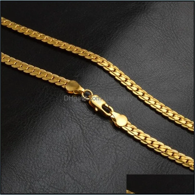 5mm fashion luxury mens womens jewelry 18k gold plated chain necklace hip hop  chains necklaces gifts wholesales accessories 710