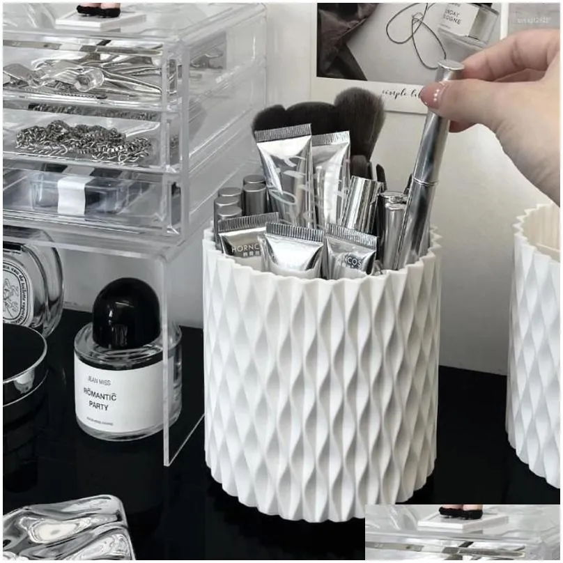 storage boxes ins rotating makeup brush cup holder box organizer multifunctional desktop eyebrow pencil