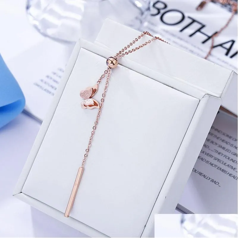 pendant necklaces gold butterfly necklace choker stainless steel jewelry women chain vintage cute accessories graduation giftpendant