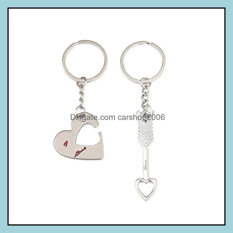  i love you heart pendant necklace keychain jewelry set for women couple romantic key shape couple lover gift wholesale