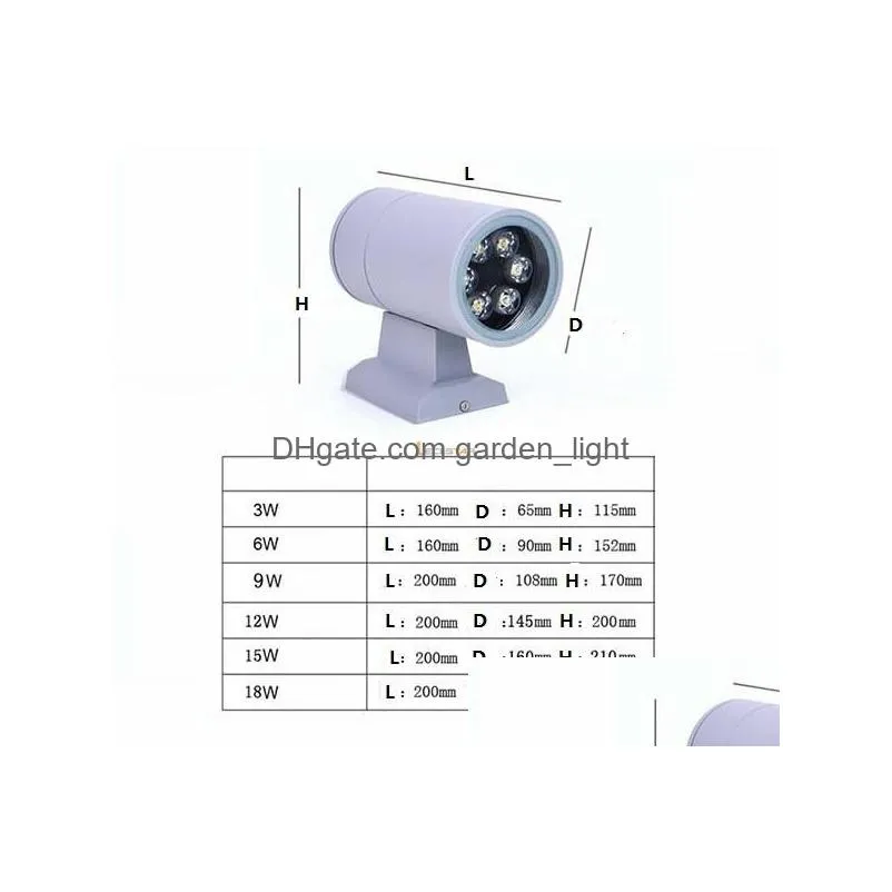 single double heads up down led wall light 6w 12w 18w 24w ip65 waterproof wall lamp outdoor wall light ac 85265v