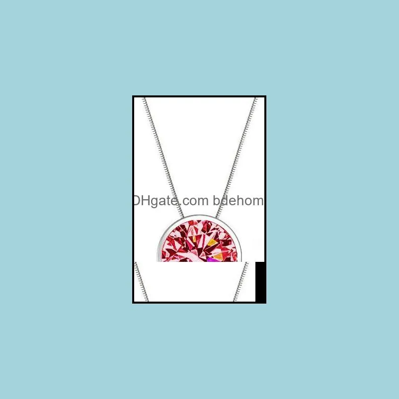  cubic zirconia stone pendant necklace women multi color necklace circular pendant necklace for ladies fashion jewelry