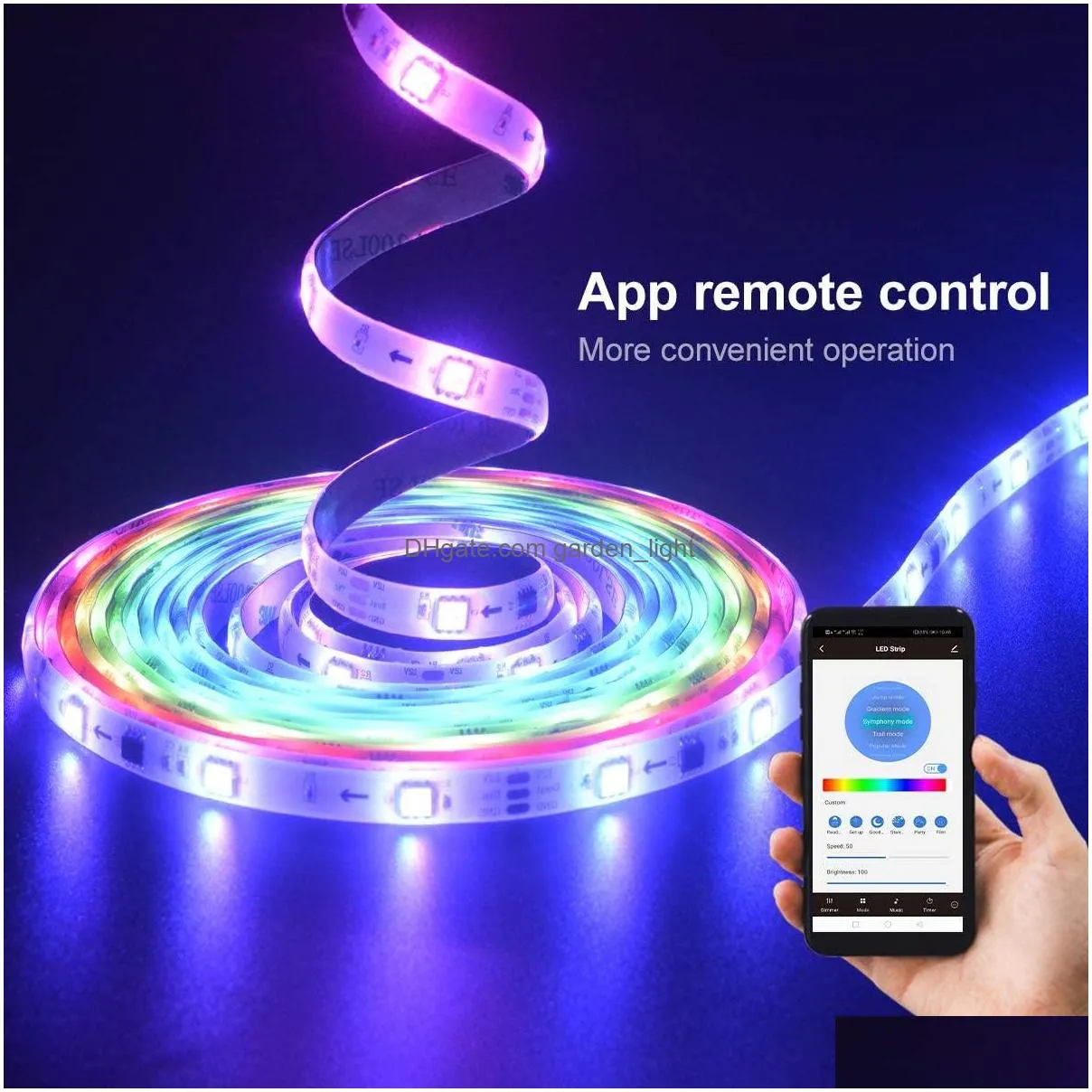 2022 smart rgbic led strip lights 16.4ft 32.8ft bluetooth app control remote music sync color changing for bedroom kitchen home decoration