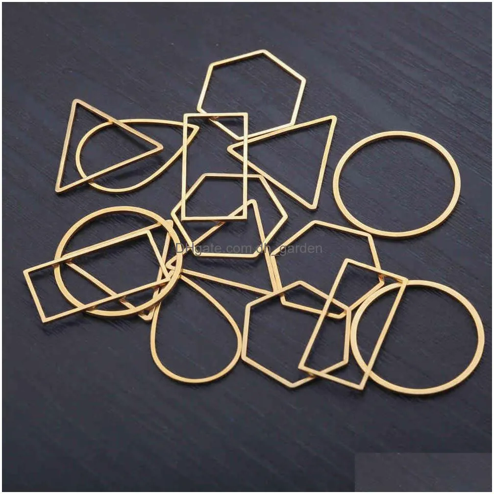 10pcs stainless steel gold plated teardrop earrings connectors rectangle circle ring charms diy for jewelry making accessories