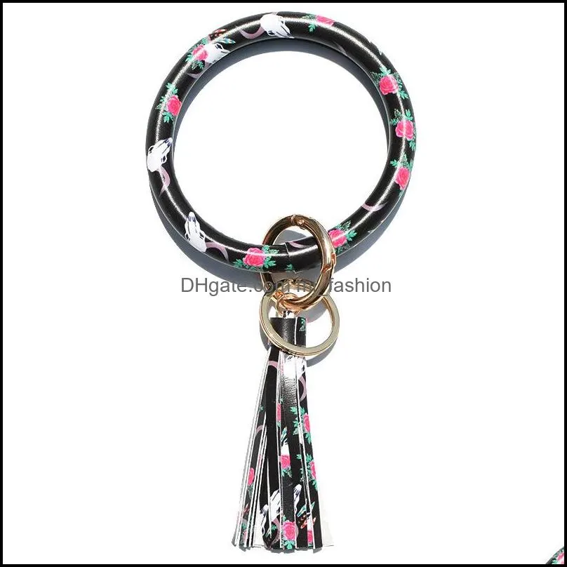 key ring bracelets women wristlet keychain bangle car round keyrings wrist circle leather tassel bracelet keychains q28fz