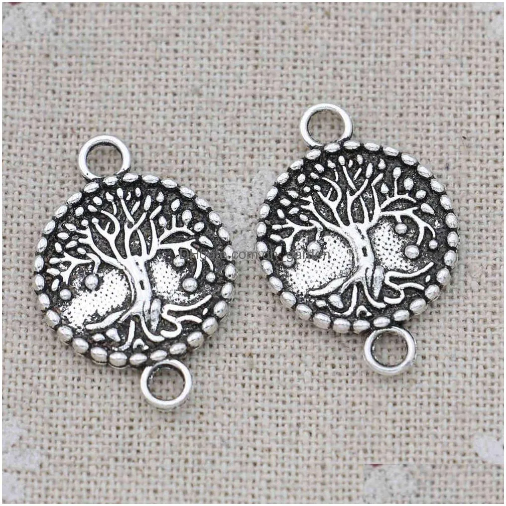 10ps antique silver plated tree of life charm connectors for jewelry making findings accessories diy craft 20mm