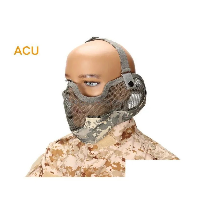 v2 mask high strength encrypted steel wire mask second generation camouflage real cs tactical protective half face mask