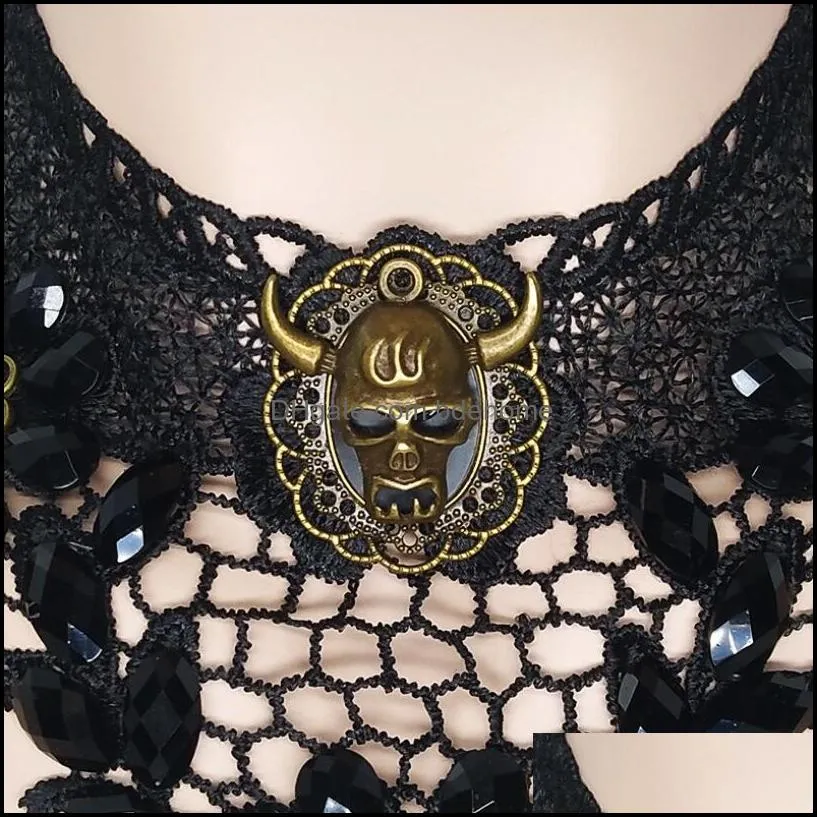 gothic jewelry vintage lace collar necklaces women accessories spider choker necklace