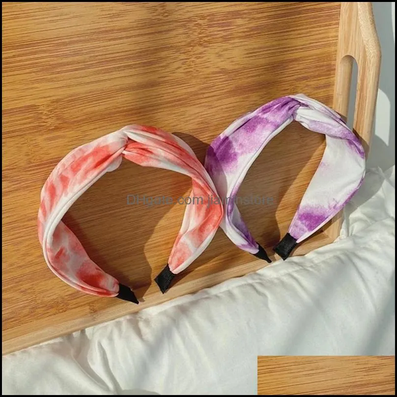 cross knotted tiedye hairband headband hair hoop wide hairband women cute fashion hair accessory headwear bezel elastic hair bands