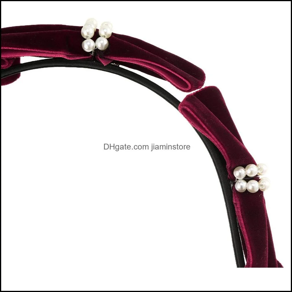 velvet ribbon hair hoop bow knot imitation pearl decoration headband headdresses hair for girls kawaii accessories