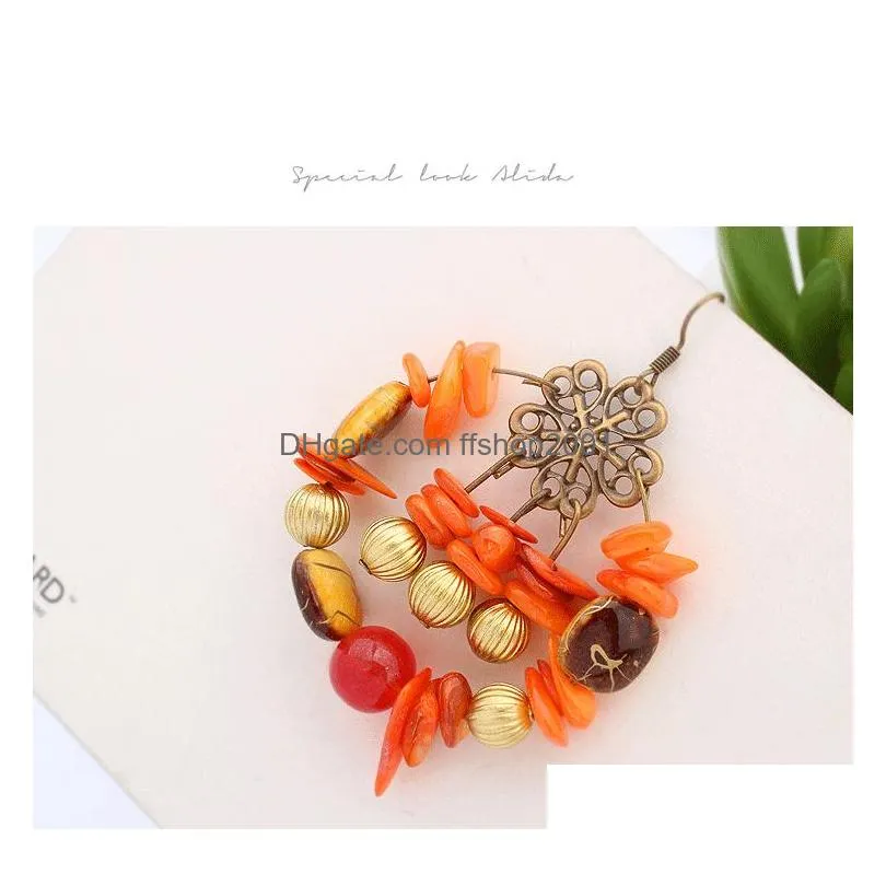 fashion jewelry womens colorful beads dangle earrings hollow out flower beads earrings