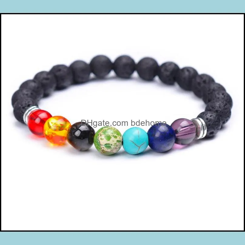 8mm lava rock 7 chakra bracelet aromatherapy essential oil diffuser bangle elastic natural stone beads bracelets q51fz