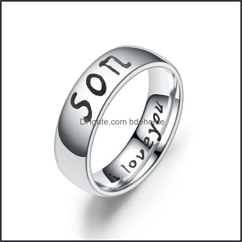 simple 6mm stainless steel band rings love mom son daughter decoration family ring jewelry gift