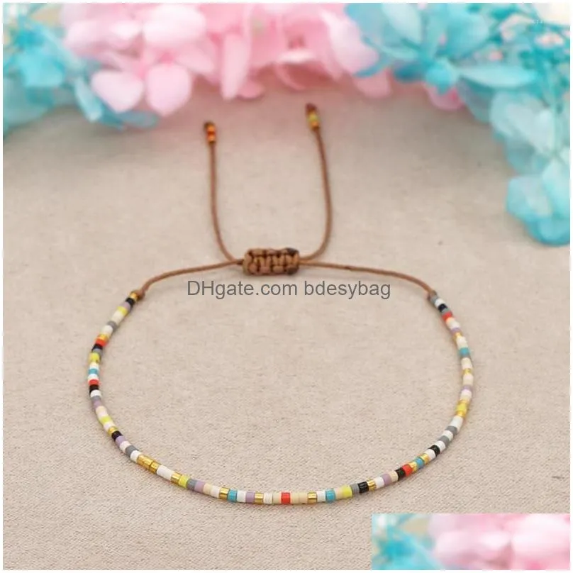 strand vlen multicolor miyuki delica bead bracelet tiny dainty bracelets bohemian adjustable string beads pulseras women girl jewelry
