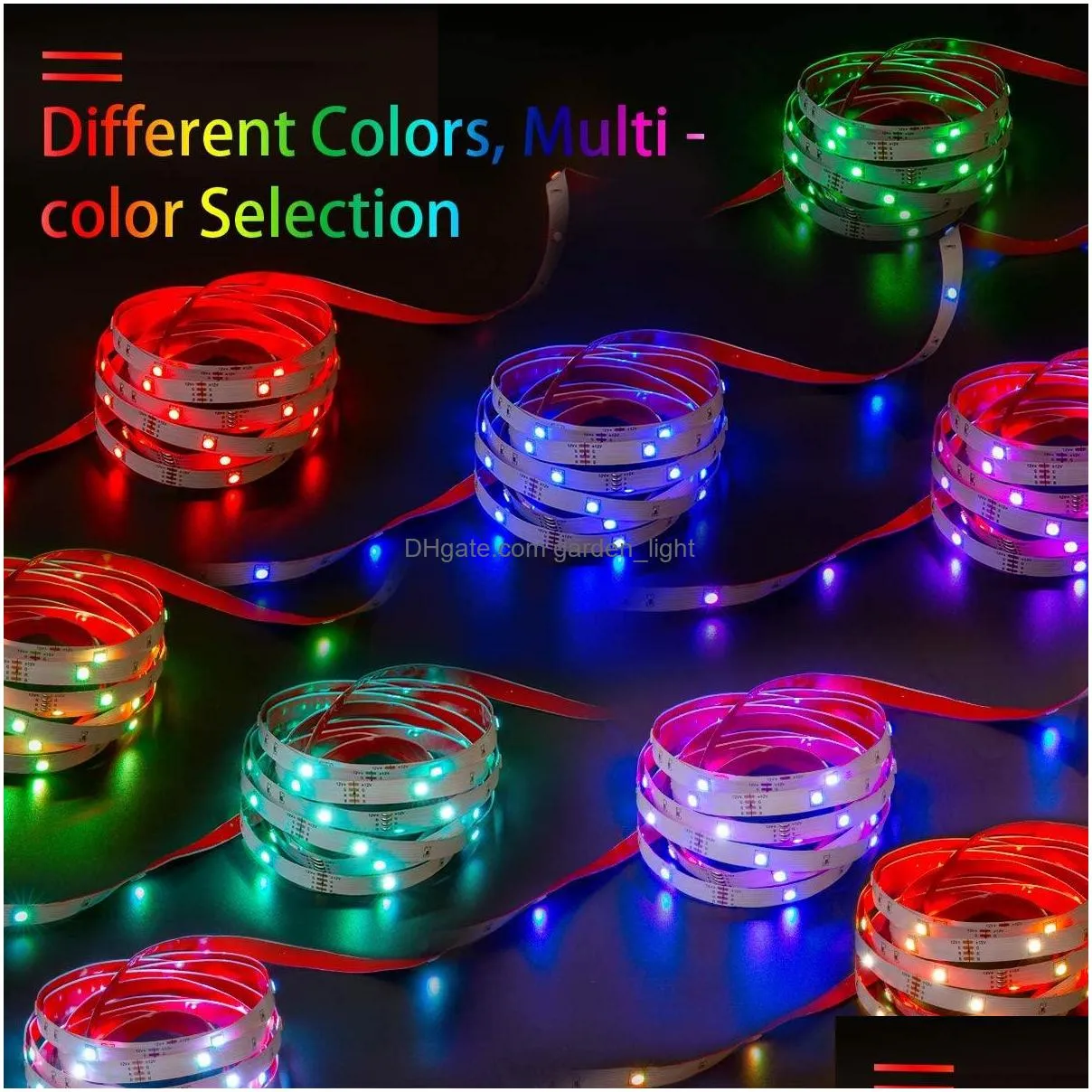 16.4ft 32.8ft 49.2ft 65.6ft led strip lights micomlan music sync color changing rgb led strip builtin mic bluetooth app controlled