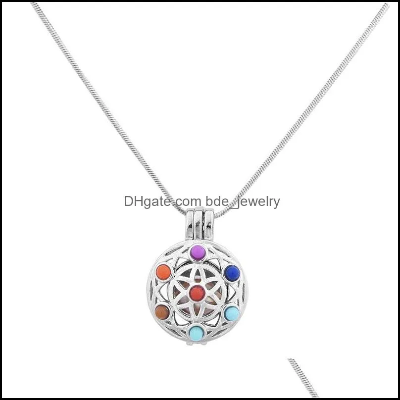  7 chakra yoga pearl cage pendant without chain tree of life heart sanskrit flower cross open cages charm for necklace jewelry