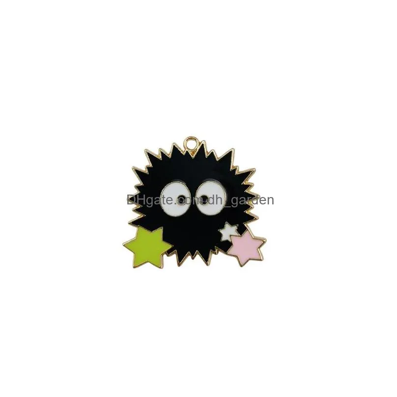 10pcs/pack cartoon black briquettes charms dangle big eyes golden tone metal earring pendants diy fashion jewelry accessory